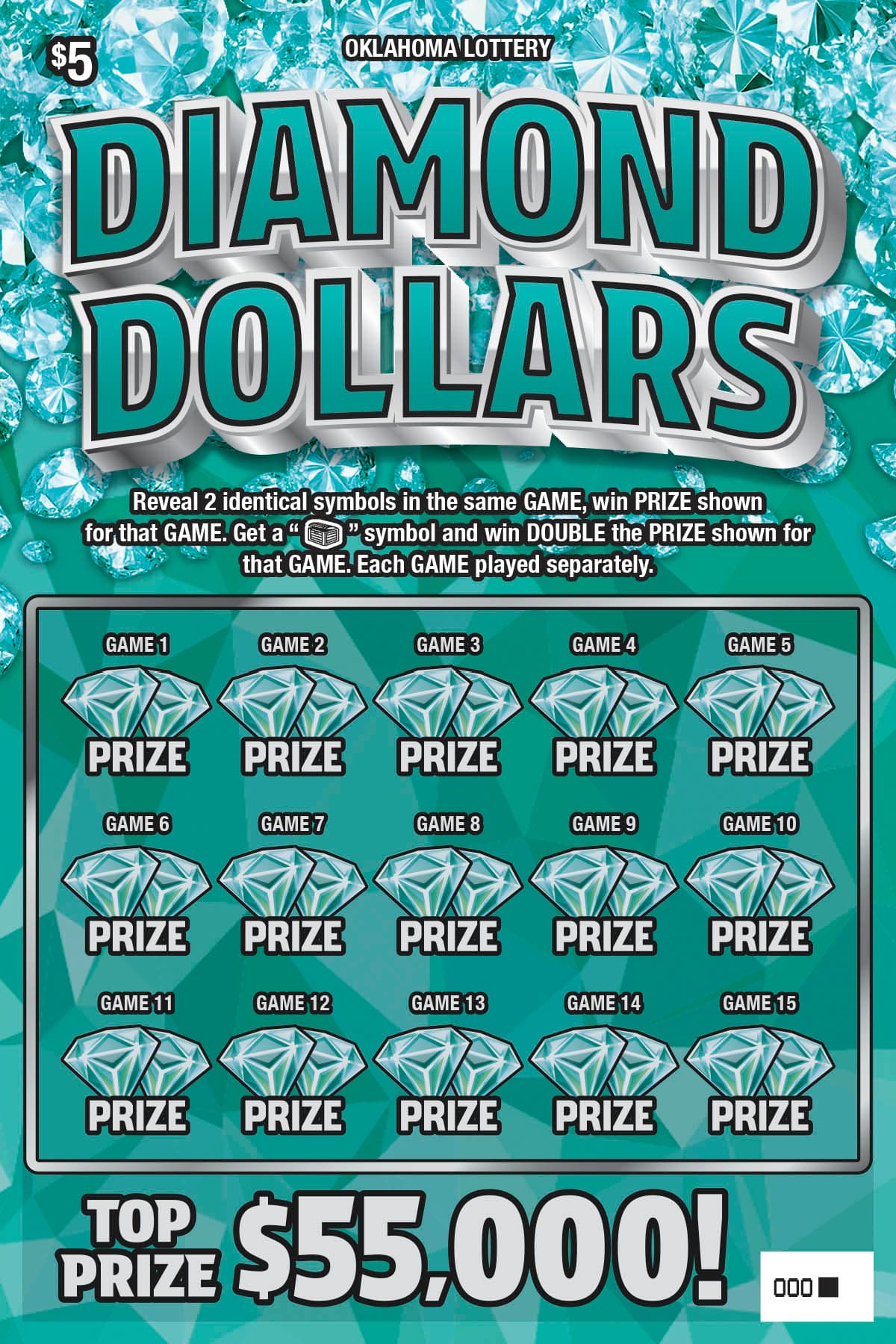 Diamond Dollars scratch-off ticket