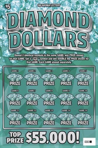 Diamond Dollars scratch-off ticket