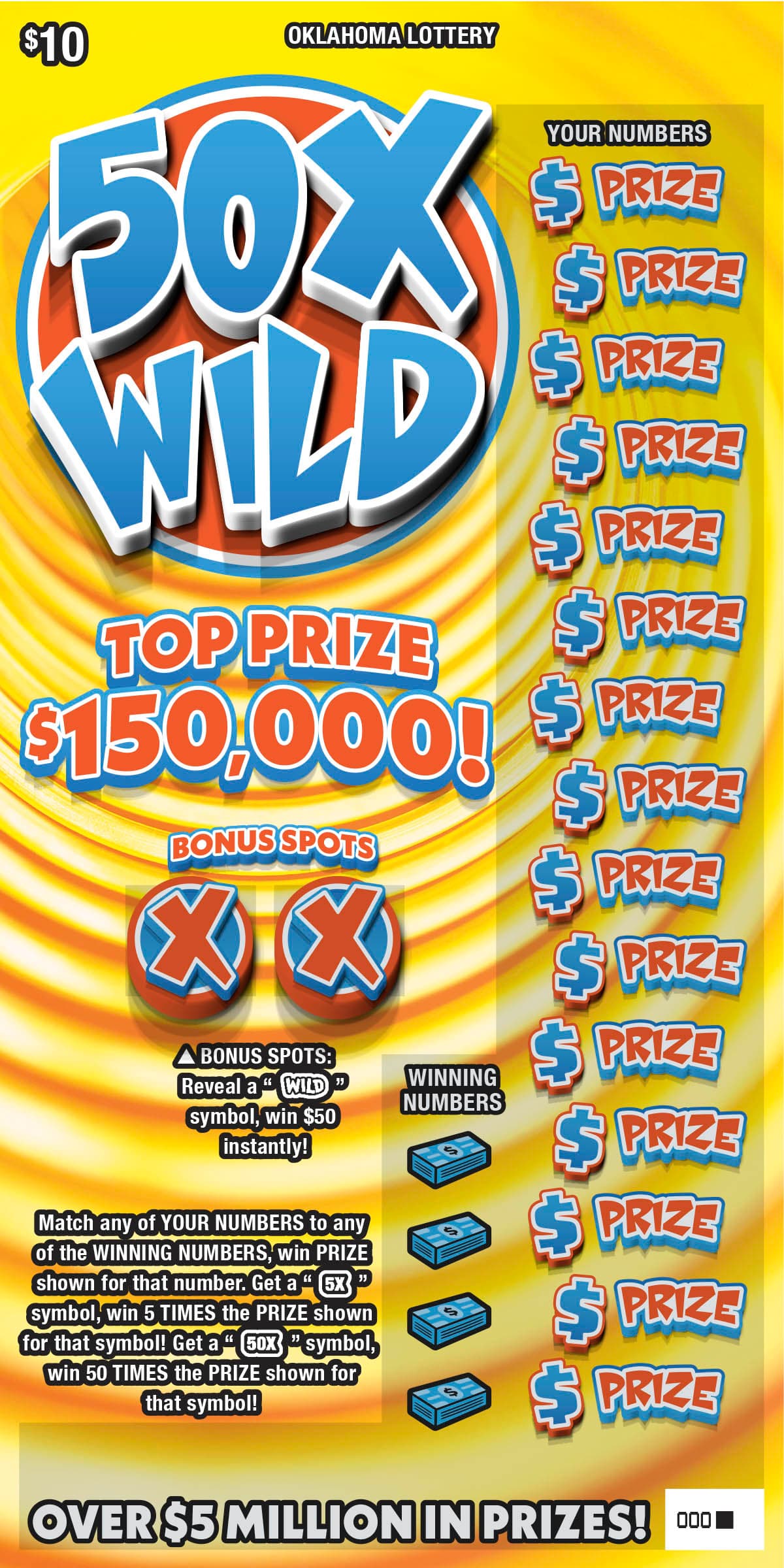 50X Wild scratch-off ticket