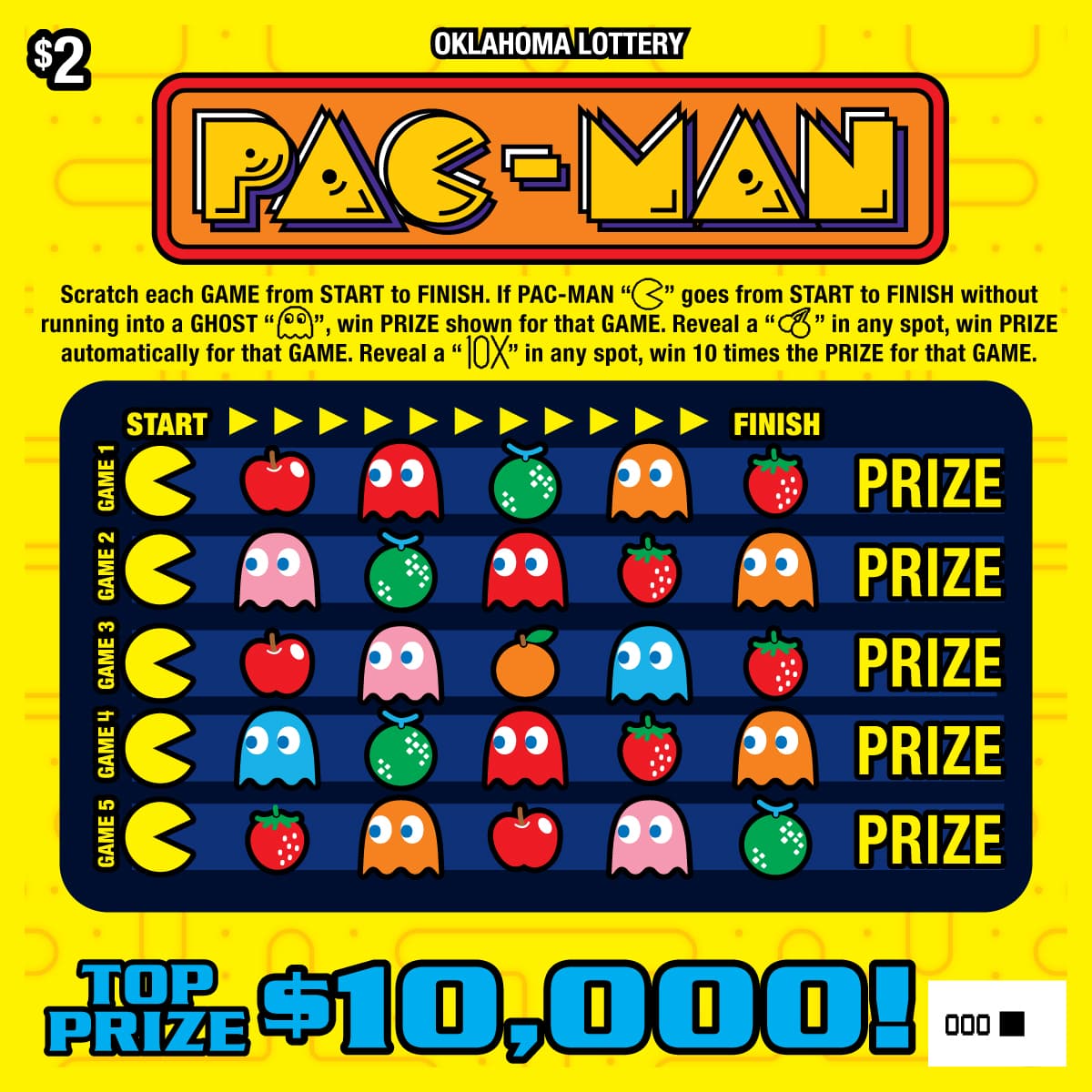PAC-MAN scratch-off ticket