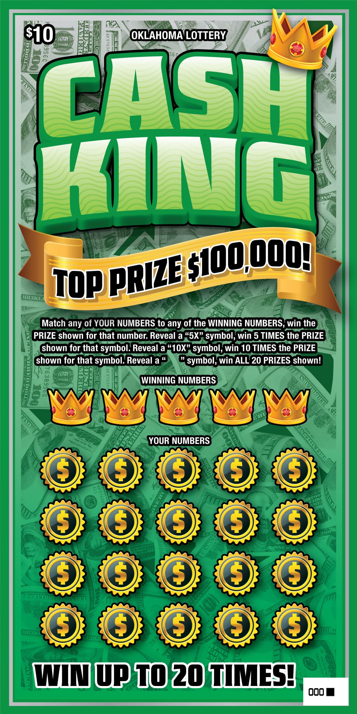 Cash King scratch-off ticket