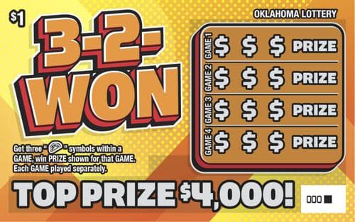 3-2-WON scratch-off ticket