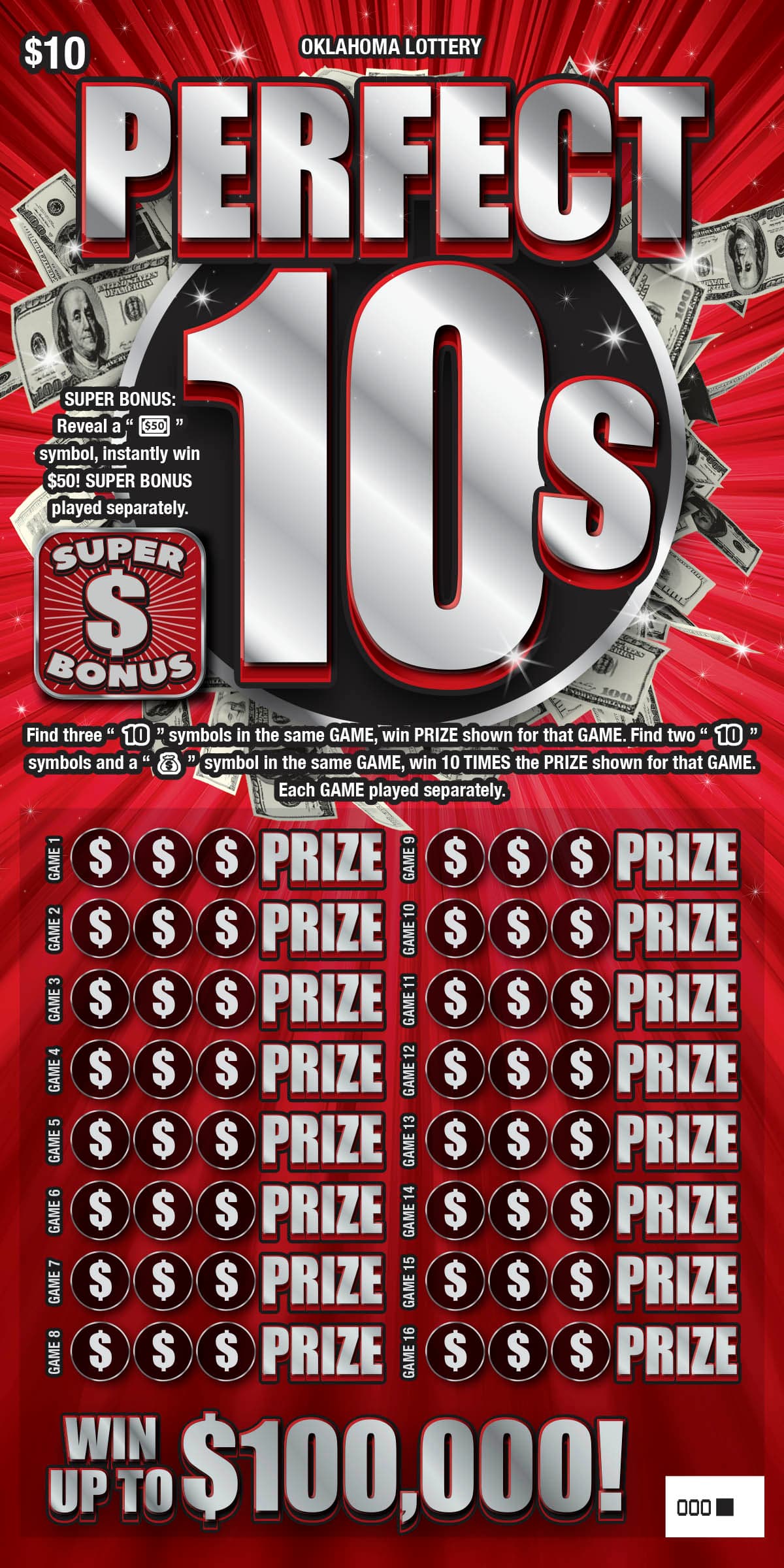 Perfect 10s scratch-off ticket