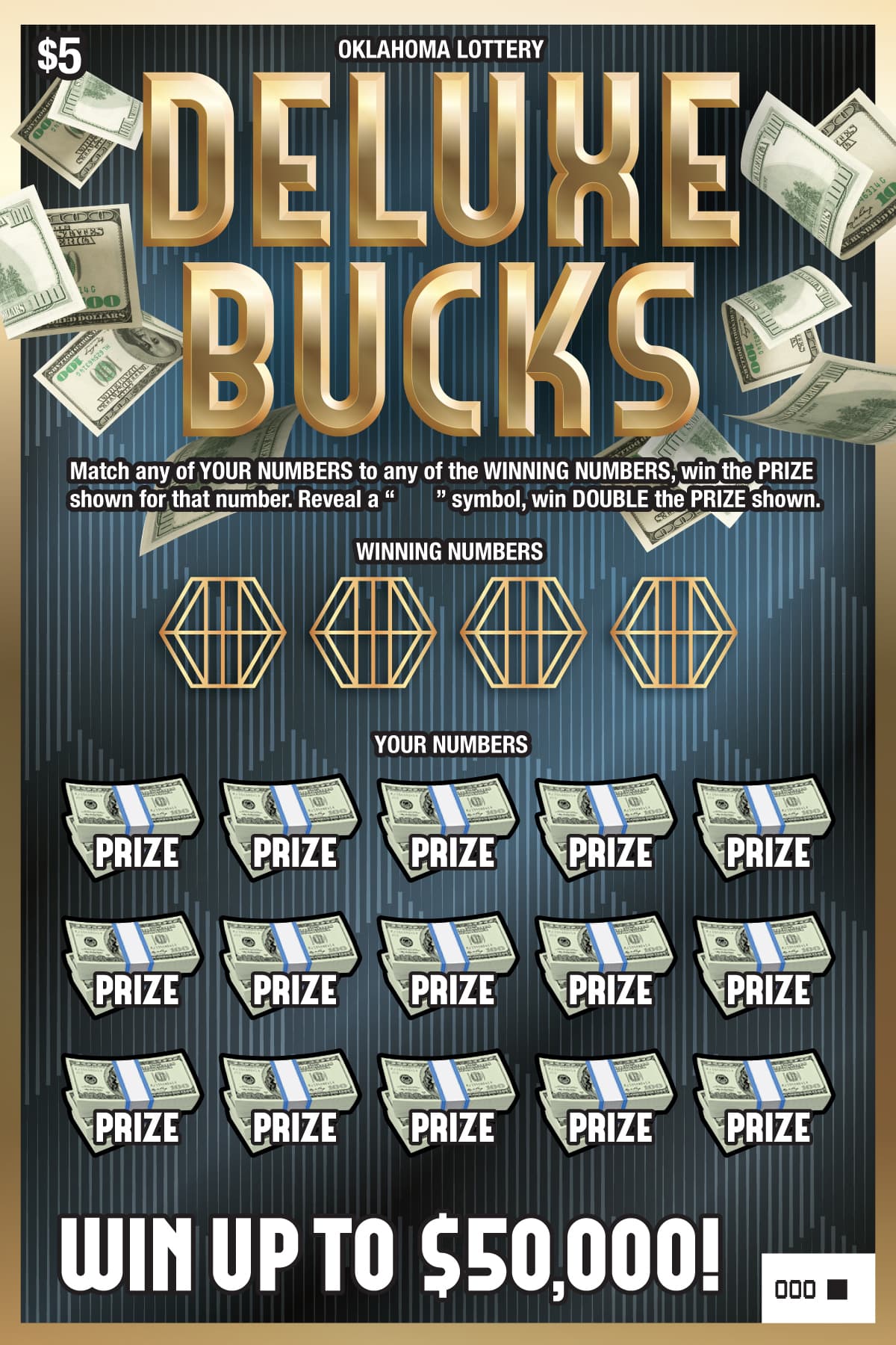 Deluxe Bucks scratch-off ticket