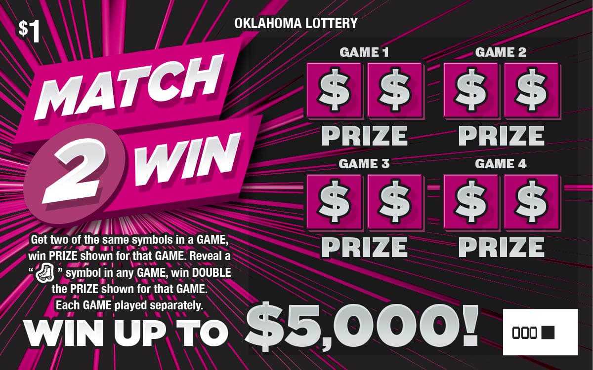 Match 2 Win scratch-off ticket