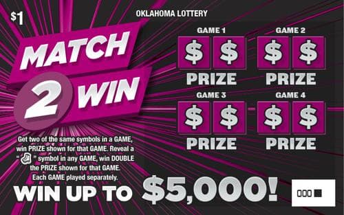 Match 2 Win scratch-off ticket