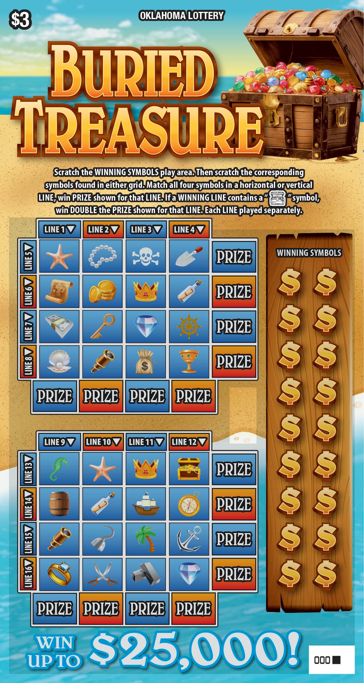 Buried Treasure scratch-off ticket