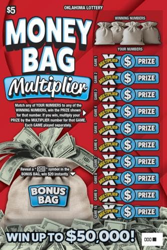Money Bag Multiplier scratch-off ticket