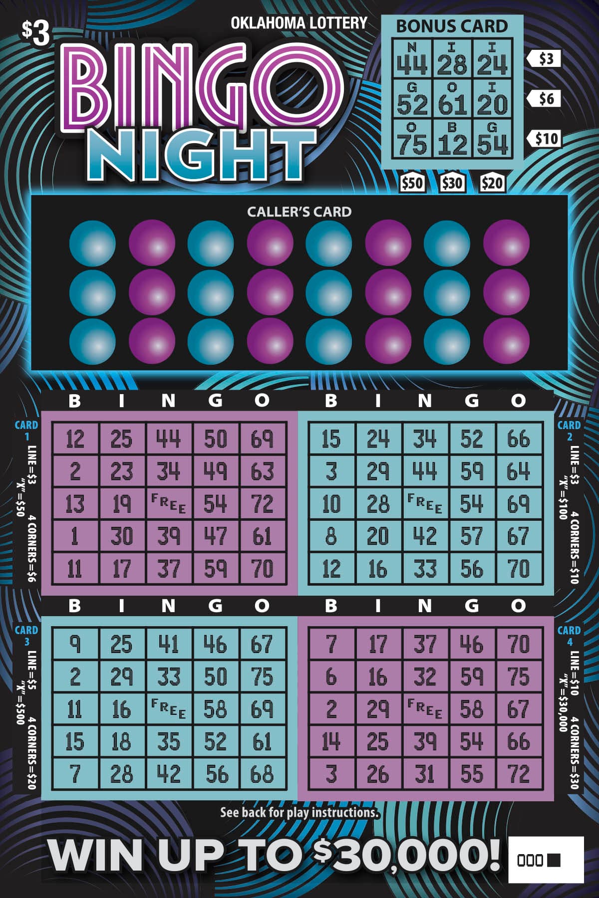 Bingo Night scratch-off ticket