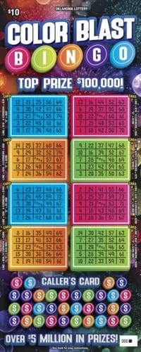 Color Blast Bingo scratch-off ticket
