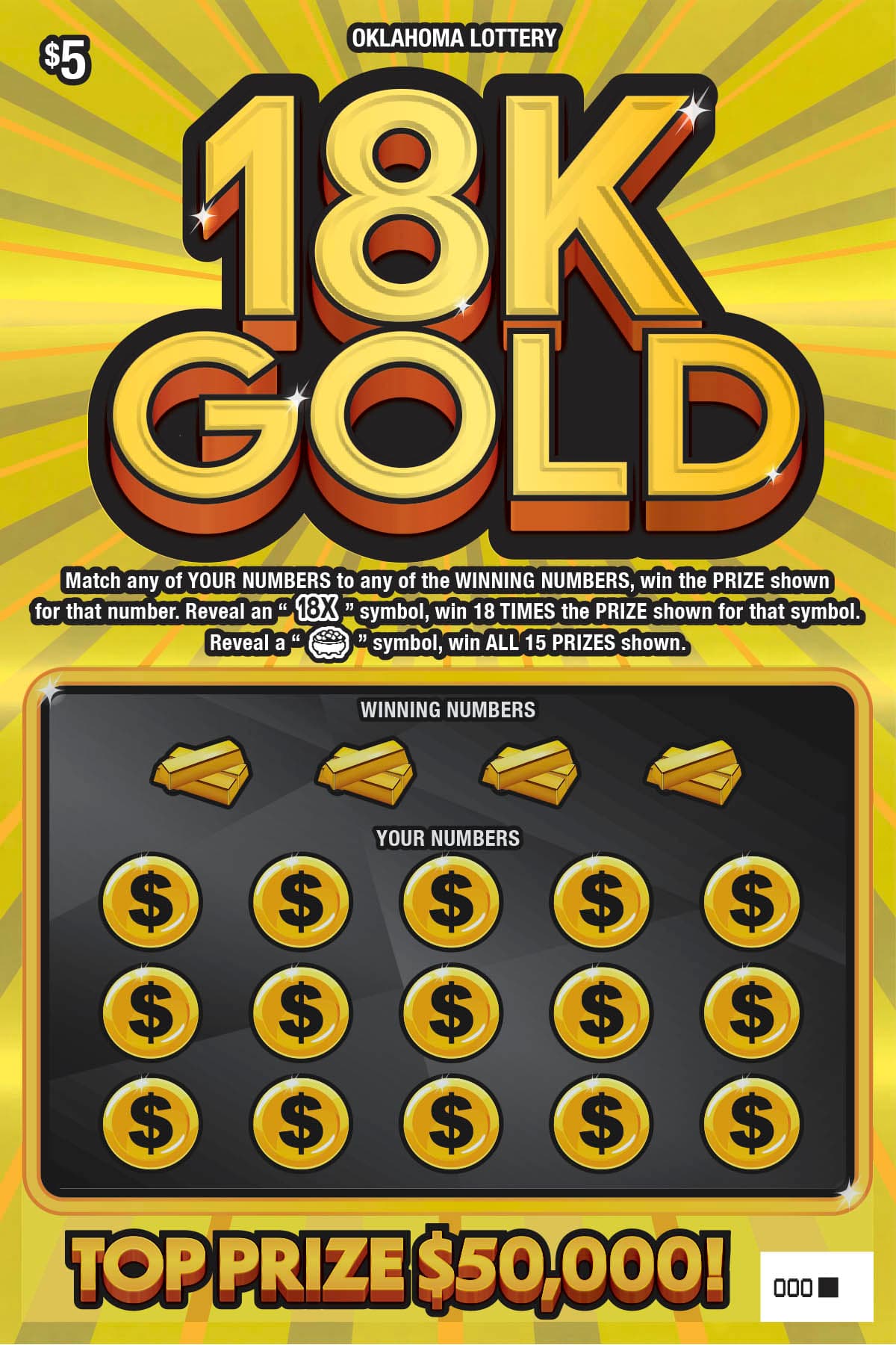 18K Gold scratch-off ticket