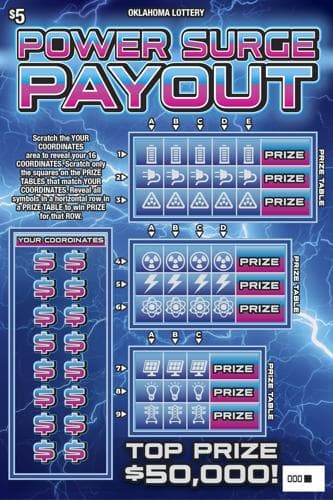 Power Surge Payout scratch-off ticket