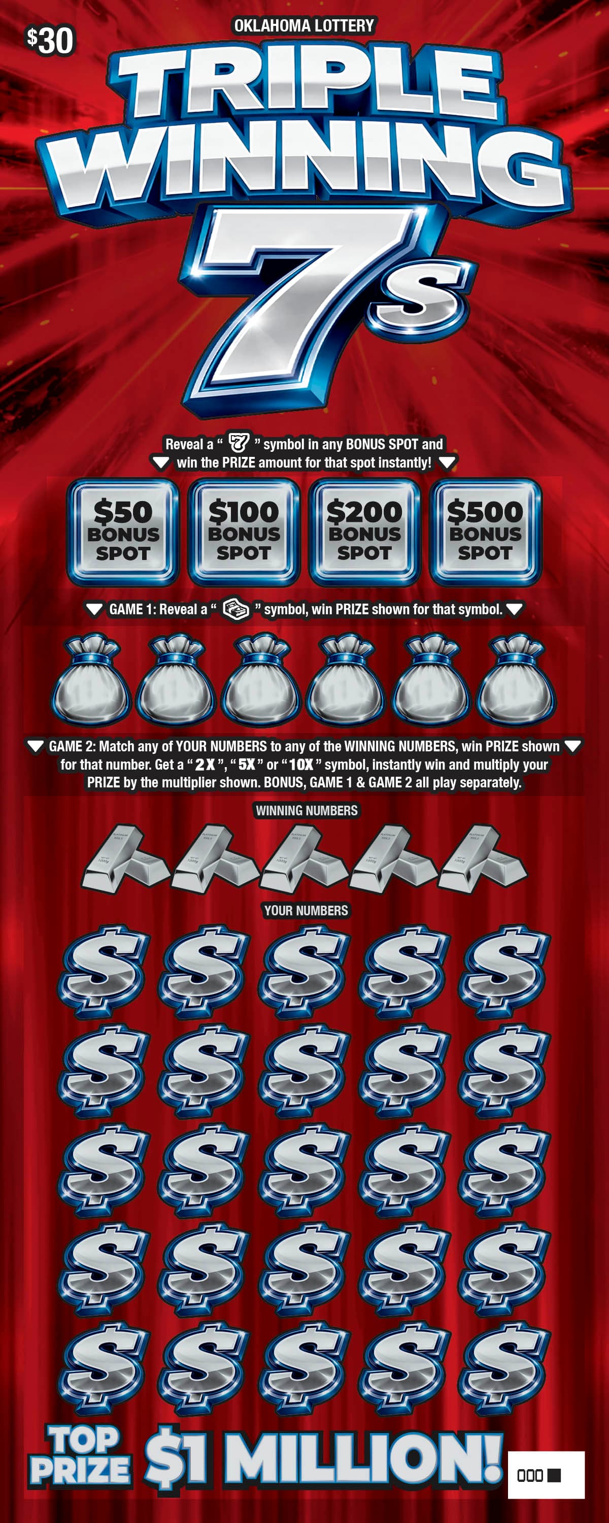Triple Winning 7s scratch-off ticket