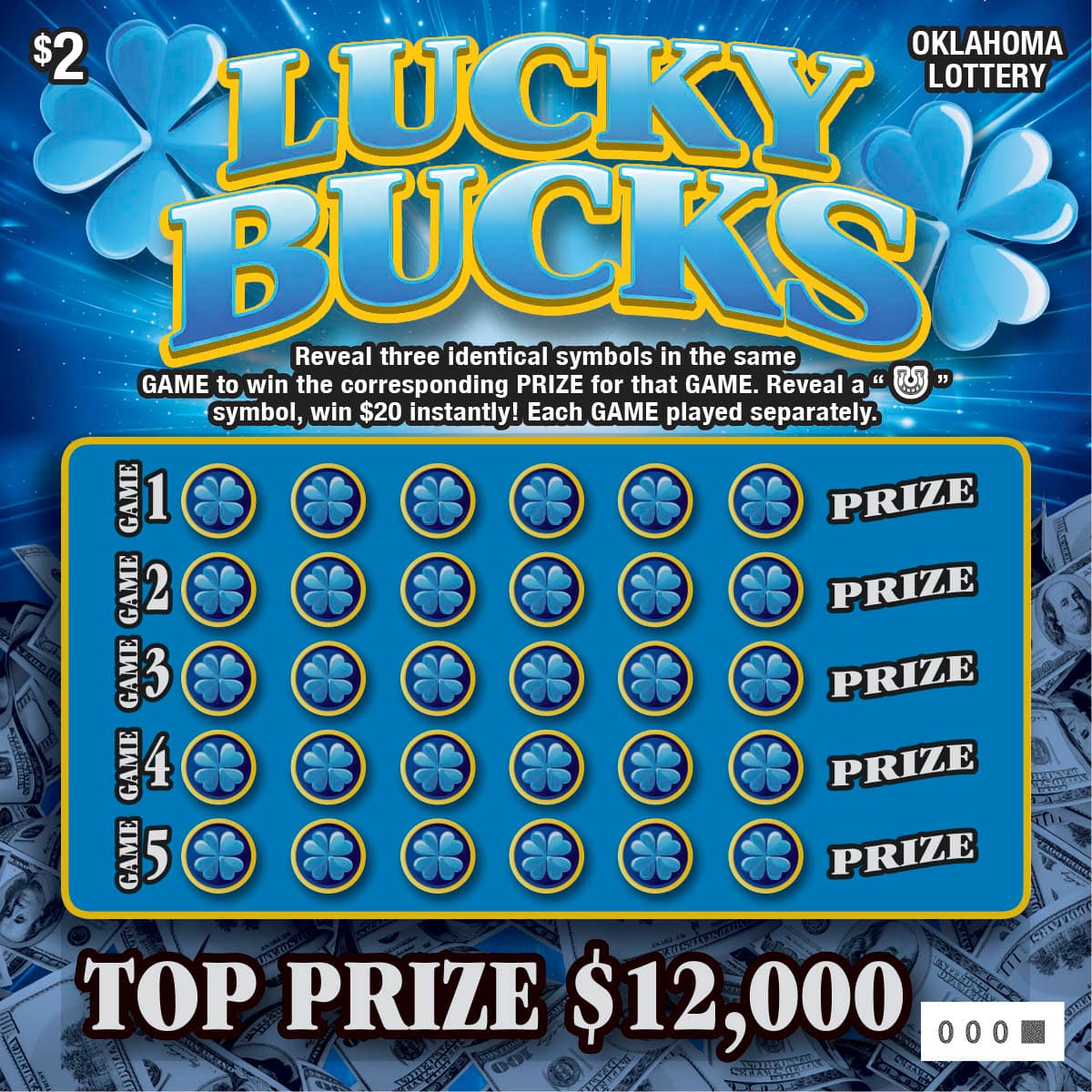Lucky Bucks scratch-off ticket
