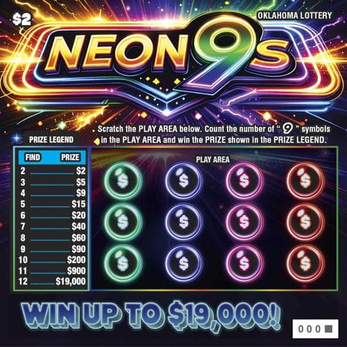 Neon 9s scratch-off ticket