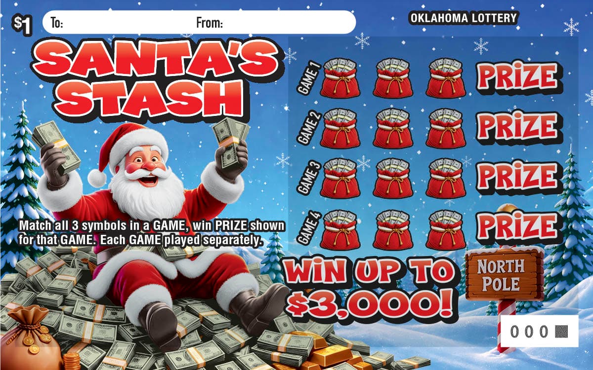Santa's Stash scratch-off ticket