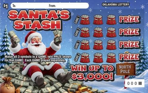Santa's Stash scratch-off ticket