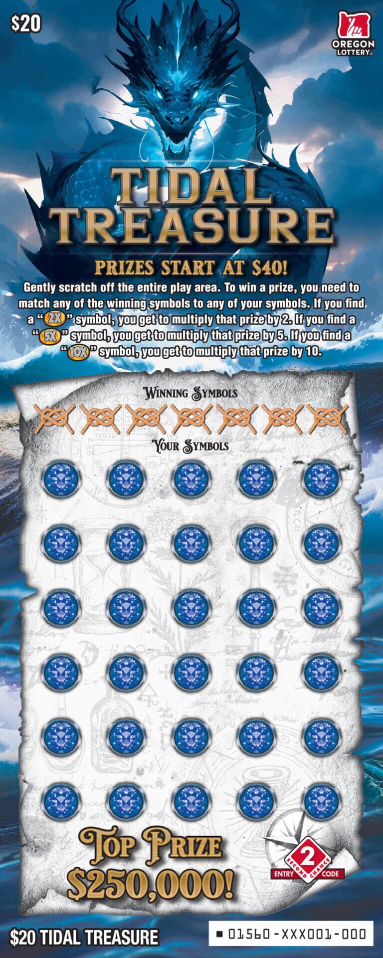 Tidal Treasure scratch-off ticket