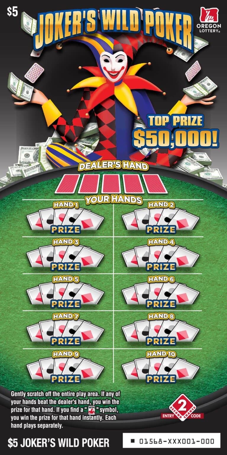 Joker's Wild Poker scratch-off ticket