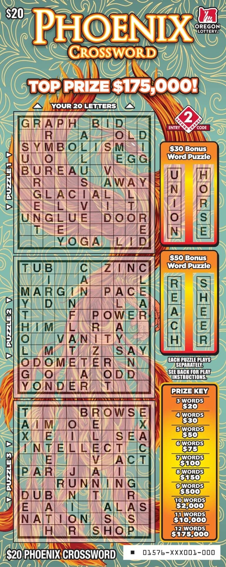 Phoenix Crossword scratch-off ticket