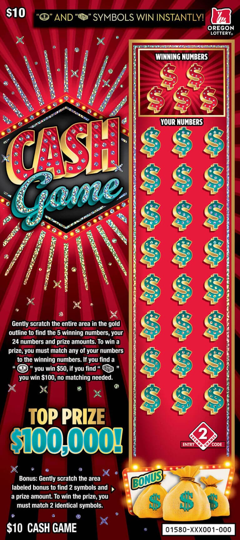 Cash Game scratch-off ticket