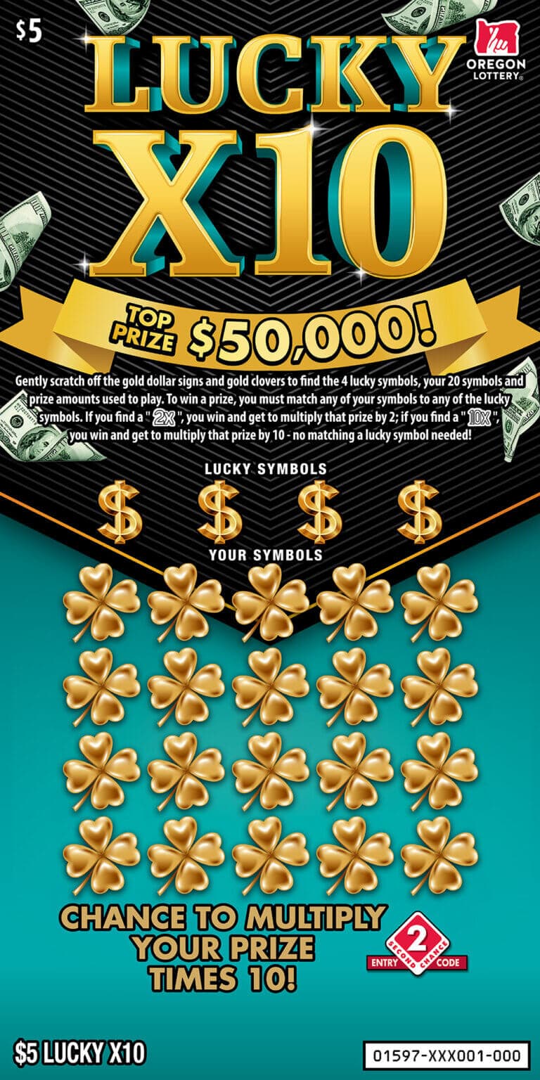 Lucky X10 scratch-off ticket
