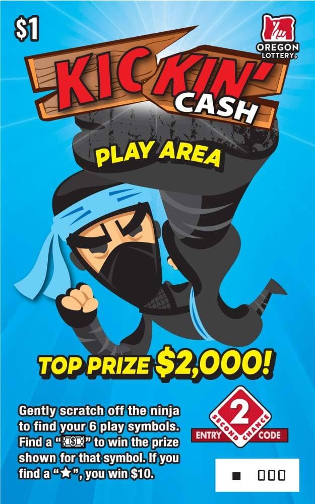 Kickin' Cash scratch-off ticket