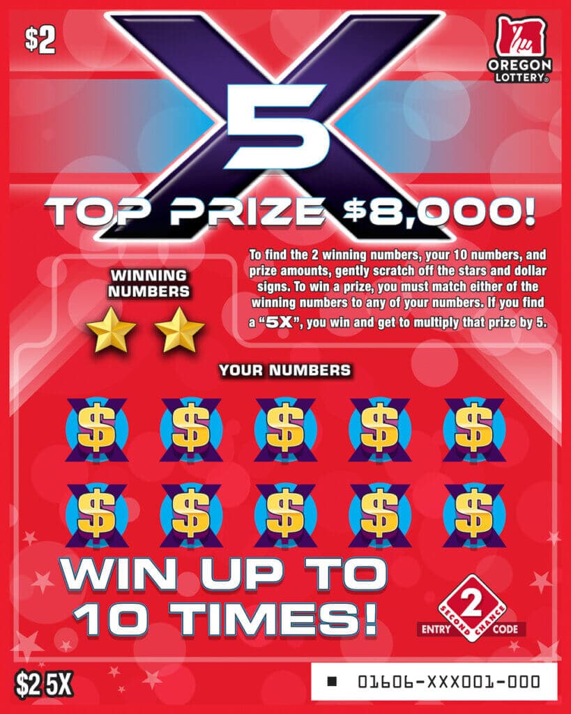5X scratch-off ticket
