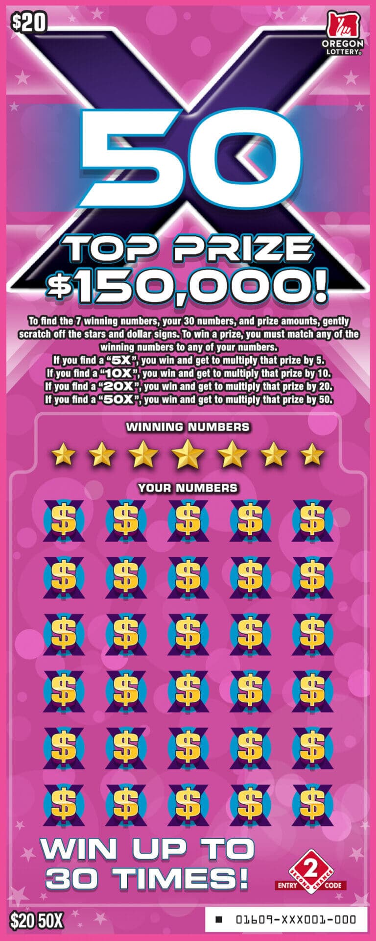 50X scratch-off ticket