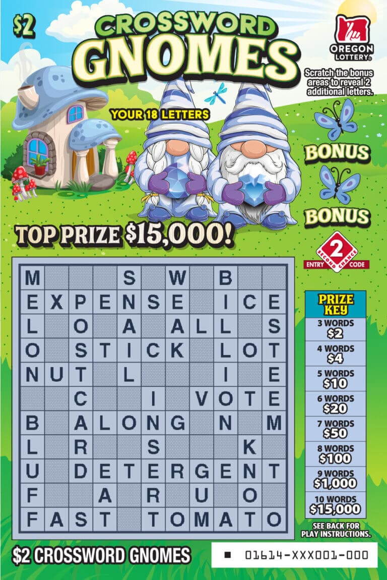 Crossword Gnomes scratch-off ticket