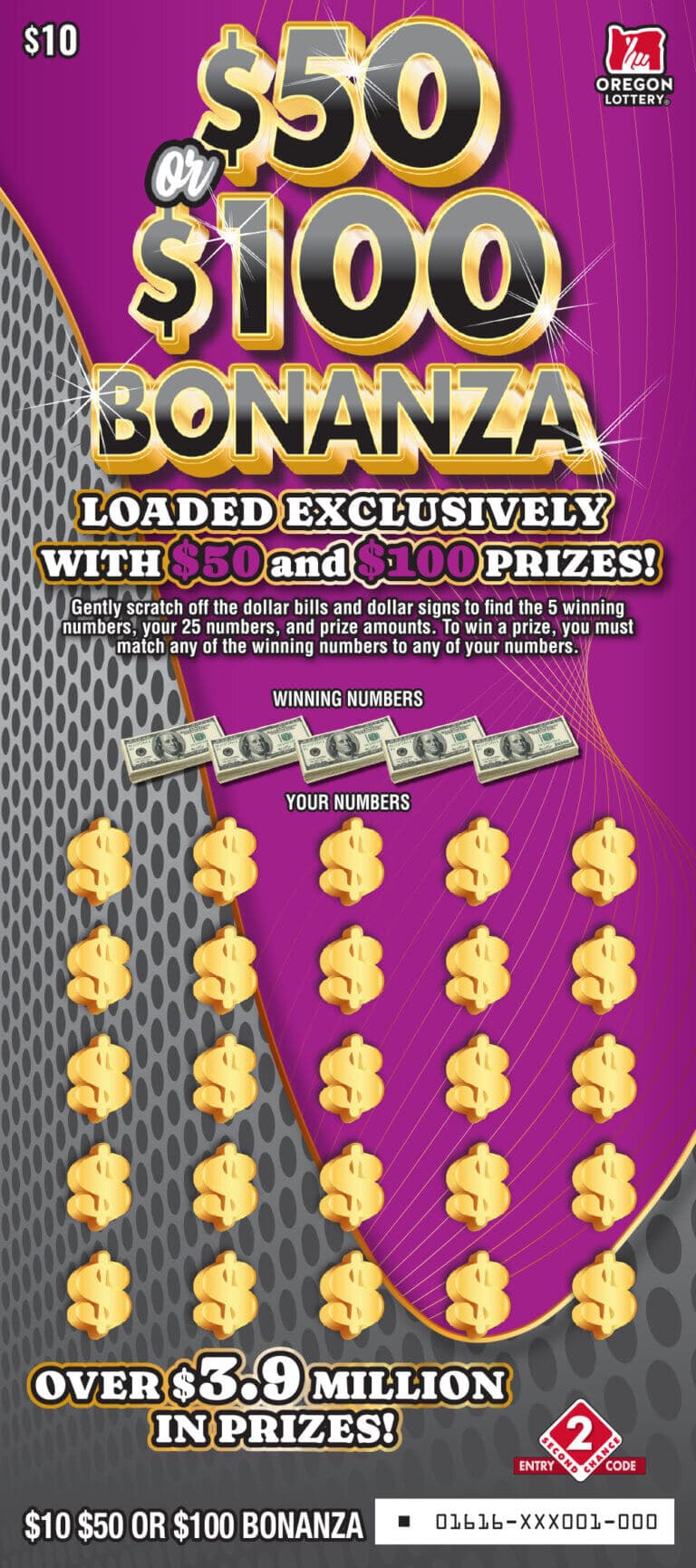 $50 or $100 Bonanza scratch-off ticket