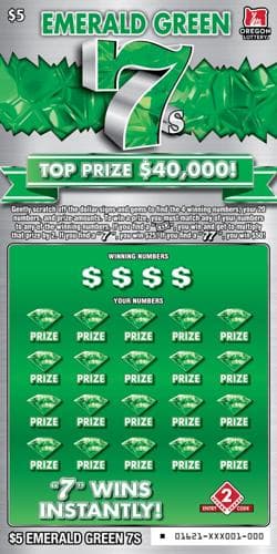 Emerald Green 7s scratch-off ticket