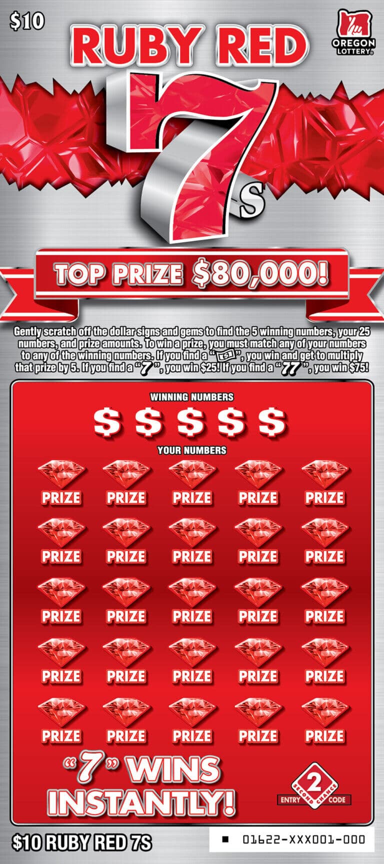Ruby Red 7s scratch-off ticket