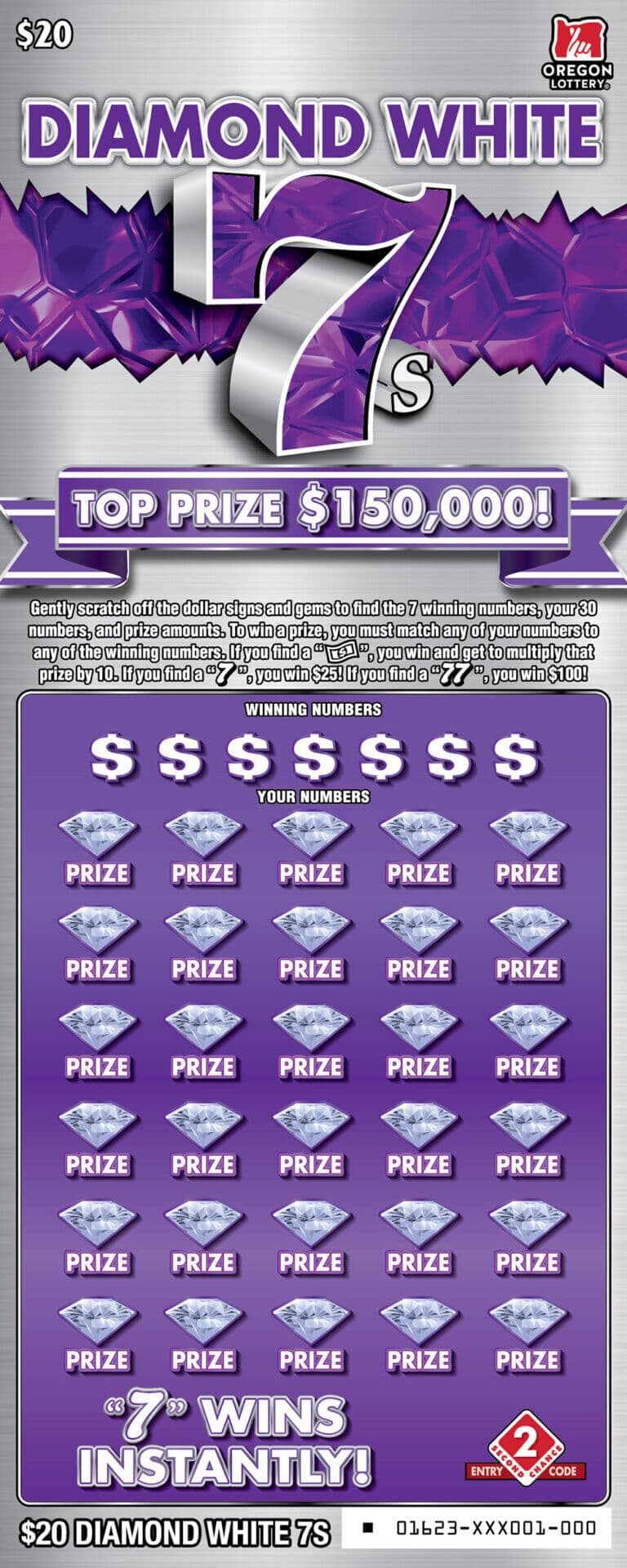 Diamond White 7s scratch-off ticket