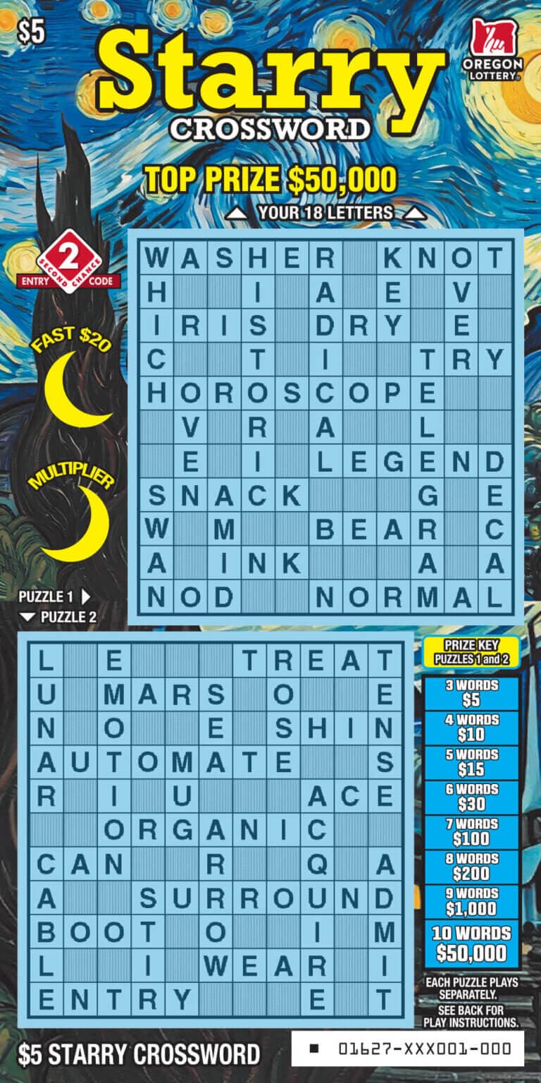 Starry Crossword scratch-off ticket