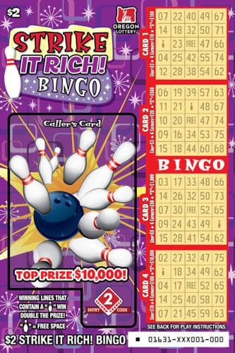Strike It Rich! Bingo scratch-off ticket