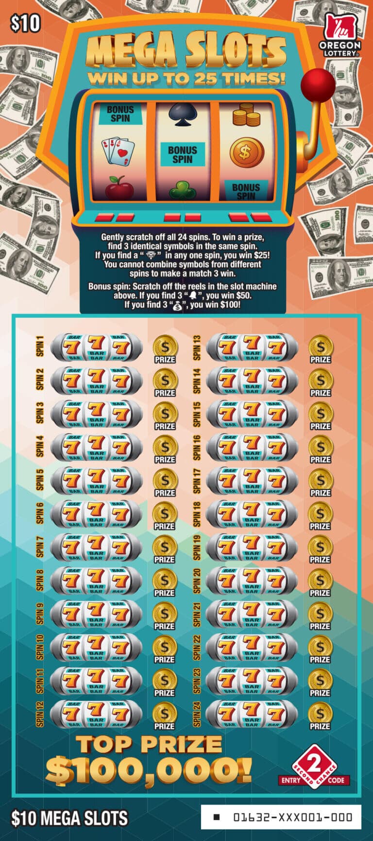 Mega Slots scratch-off ticket