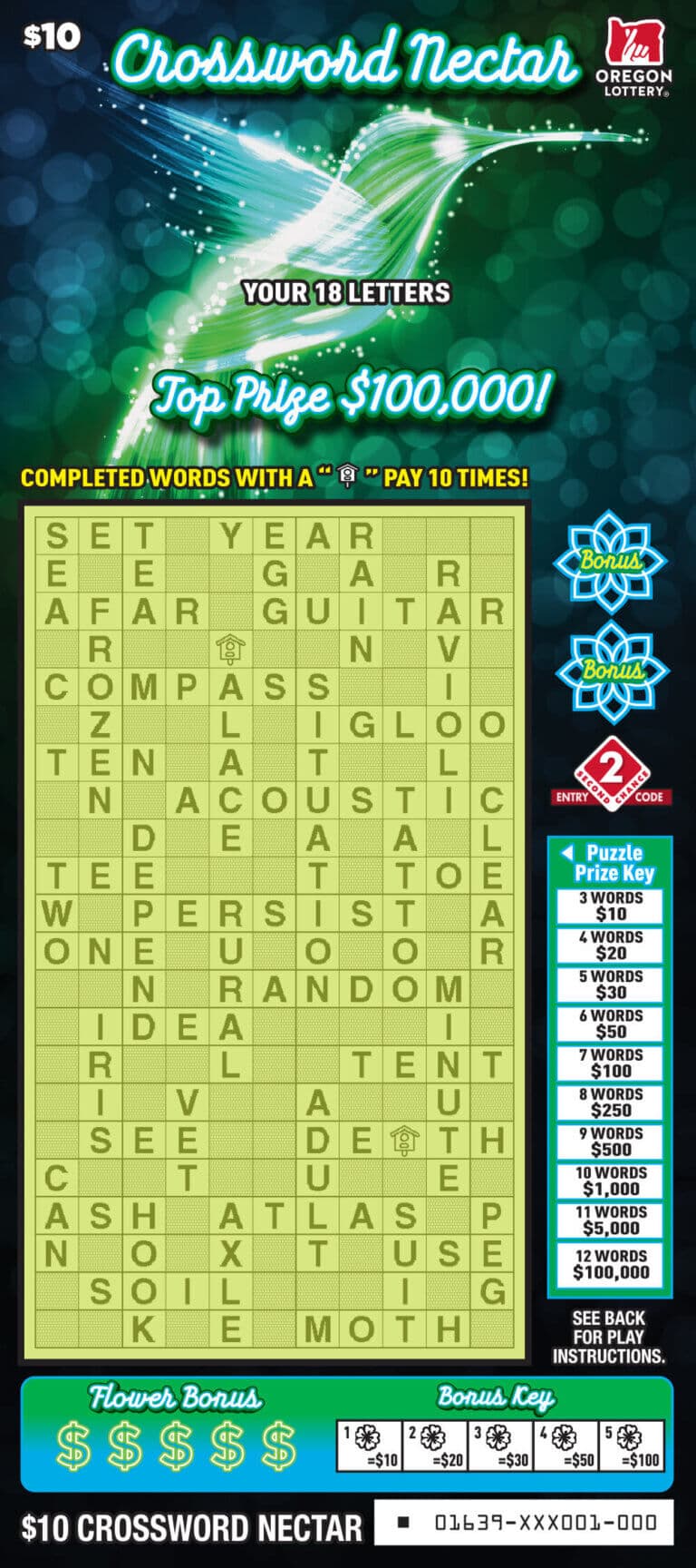 Crossword Nectar scratch-off ticket