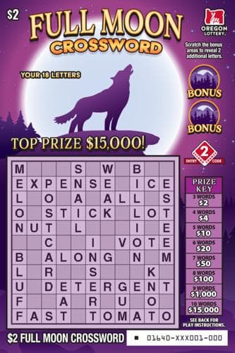 Full Moon Crossword scratch-off ticket