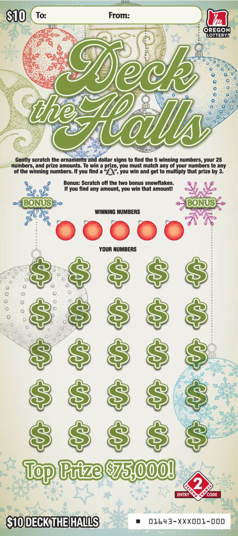 Deck the Halls scratch-off ticket
