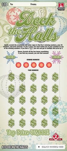 Deck the Halls scratch-off ticket