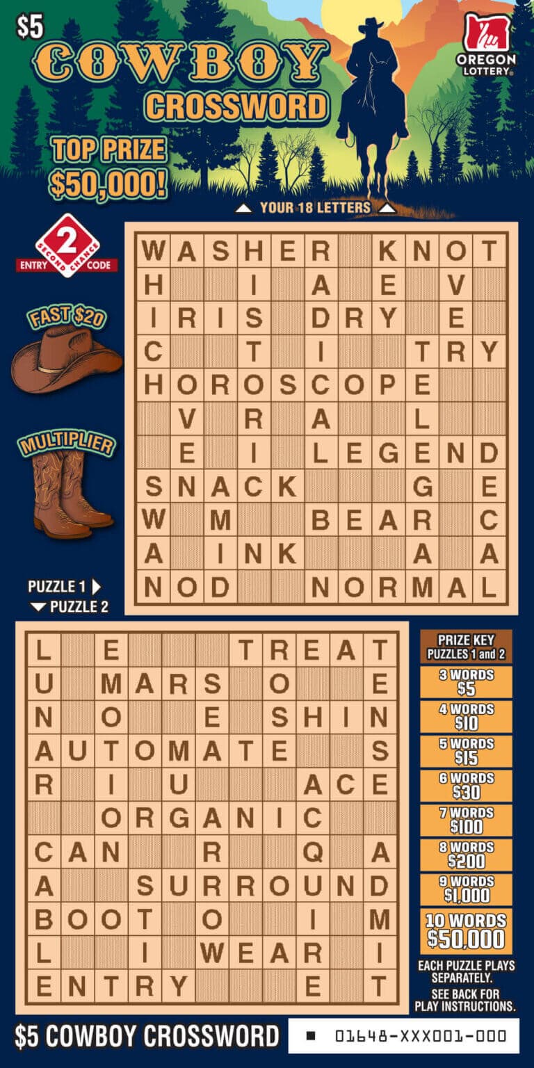 Cowboy Crossword scratch-off ticket