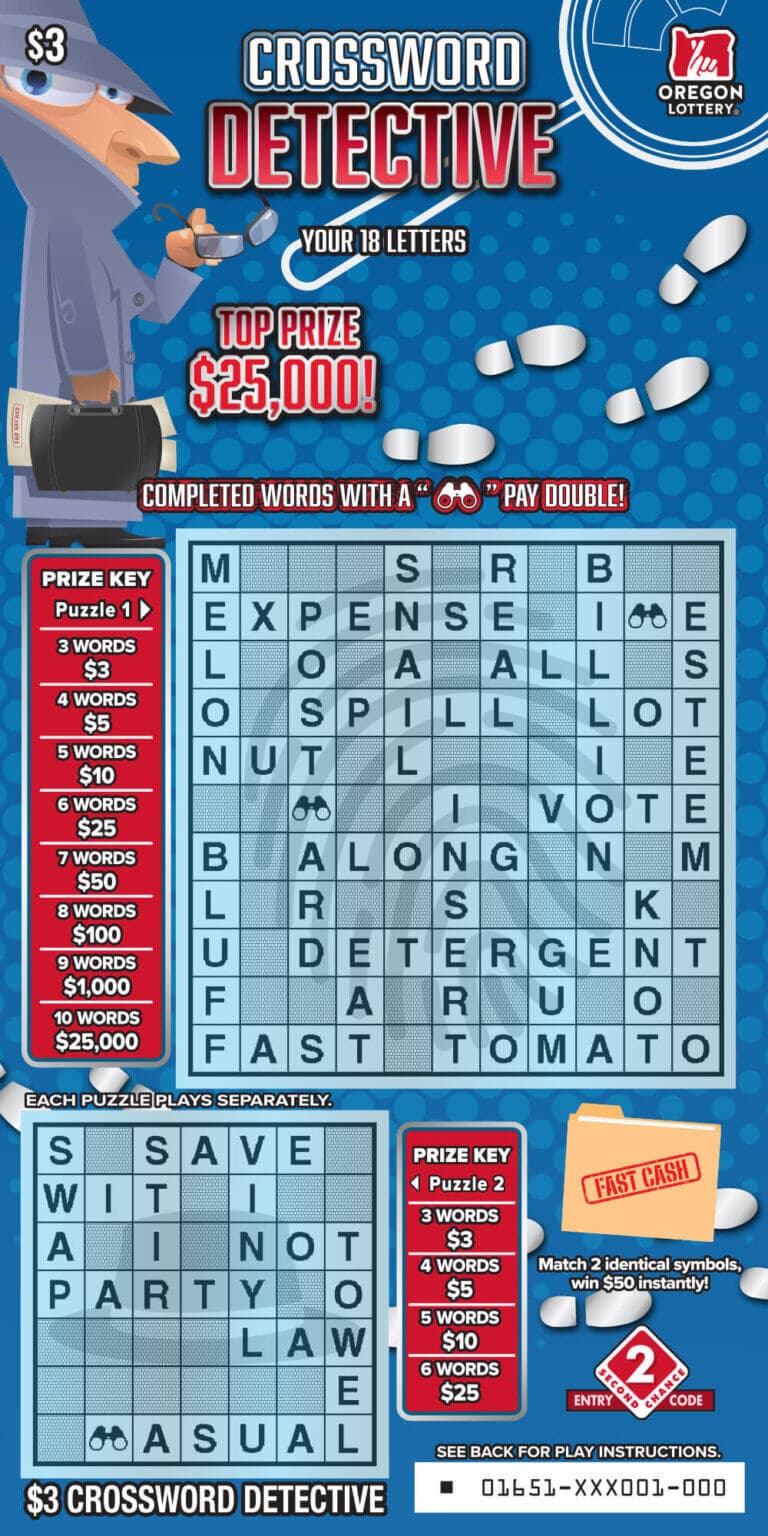 Crossword Detective scratch-off ticket