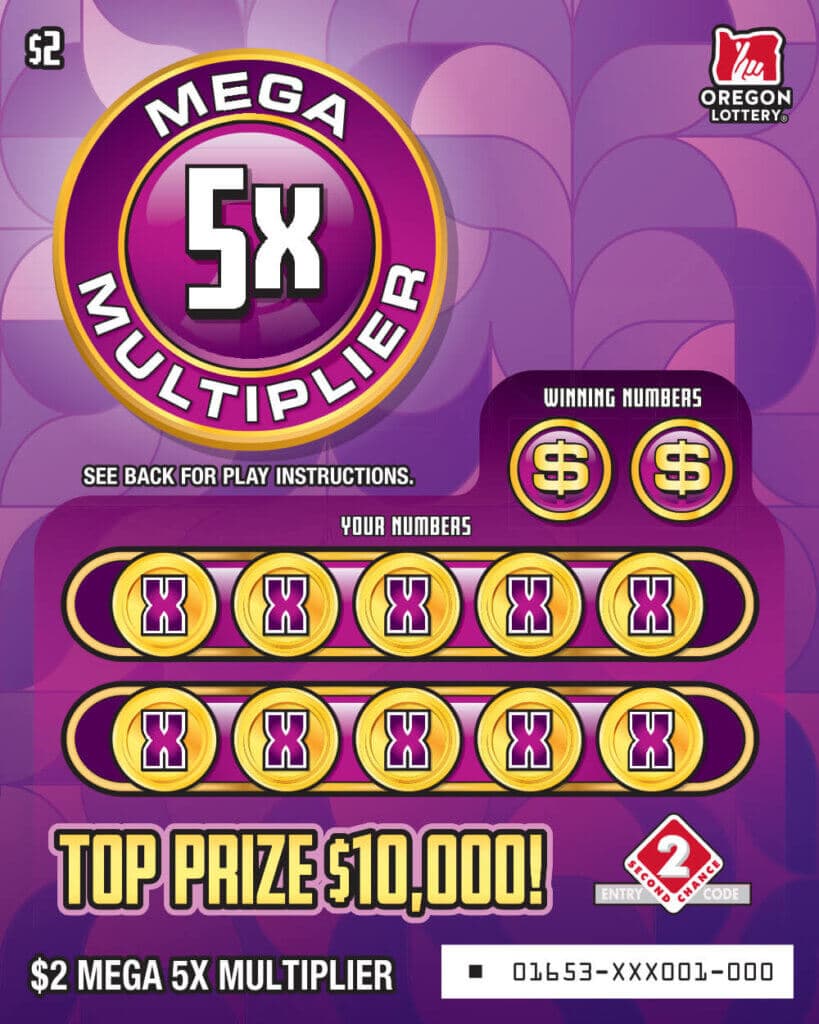 Mega 5x Multiplier scratch-off ticket