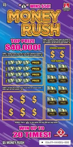 Money Rush scratch-off ticket