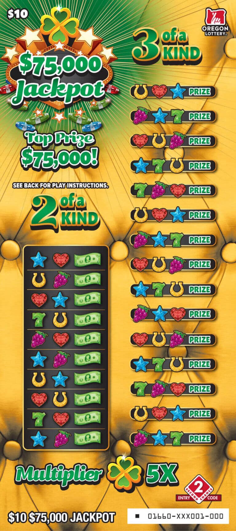 $75,000 Jackpot scratch-off ticket