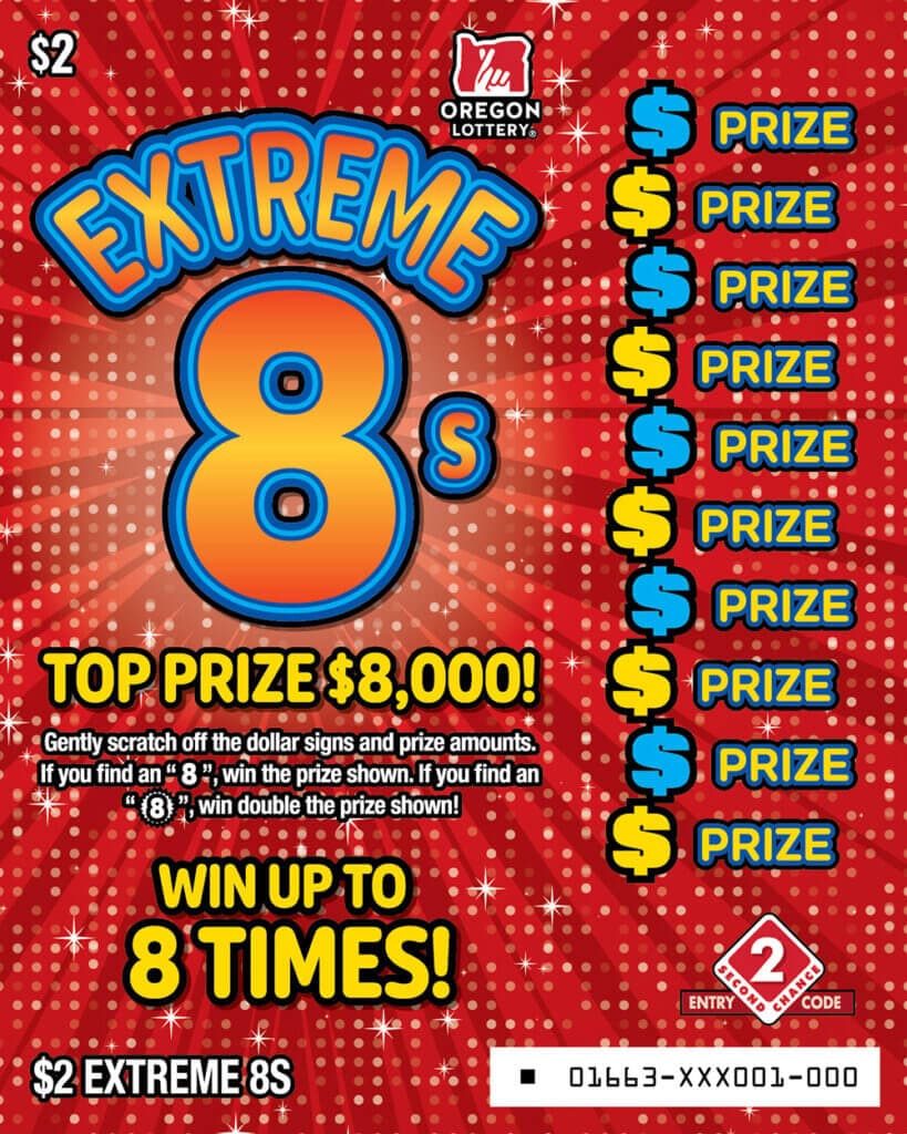 Extreme 8s scratch-off ticket