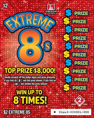 Extreme 8s scratch-off ticket