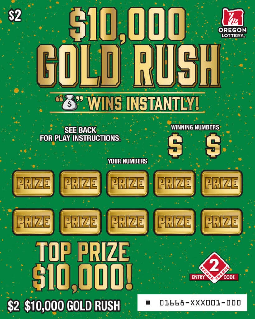 $10,000 Gold Rush scratch-off ticket