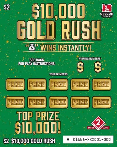 $10,000 Gold Rush scratch-off ticket
